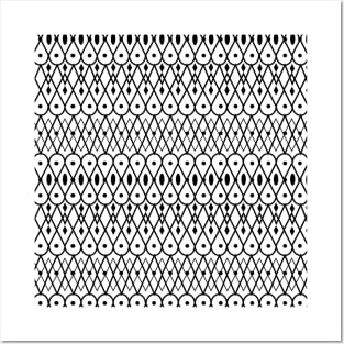 Black and white Aztec pattern Posters and Art